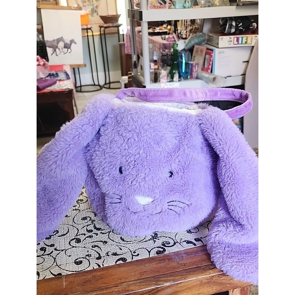 Plush Purple Bunny Bag for Kids - Cute Soft Carrying Tote